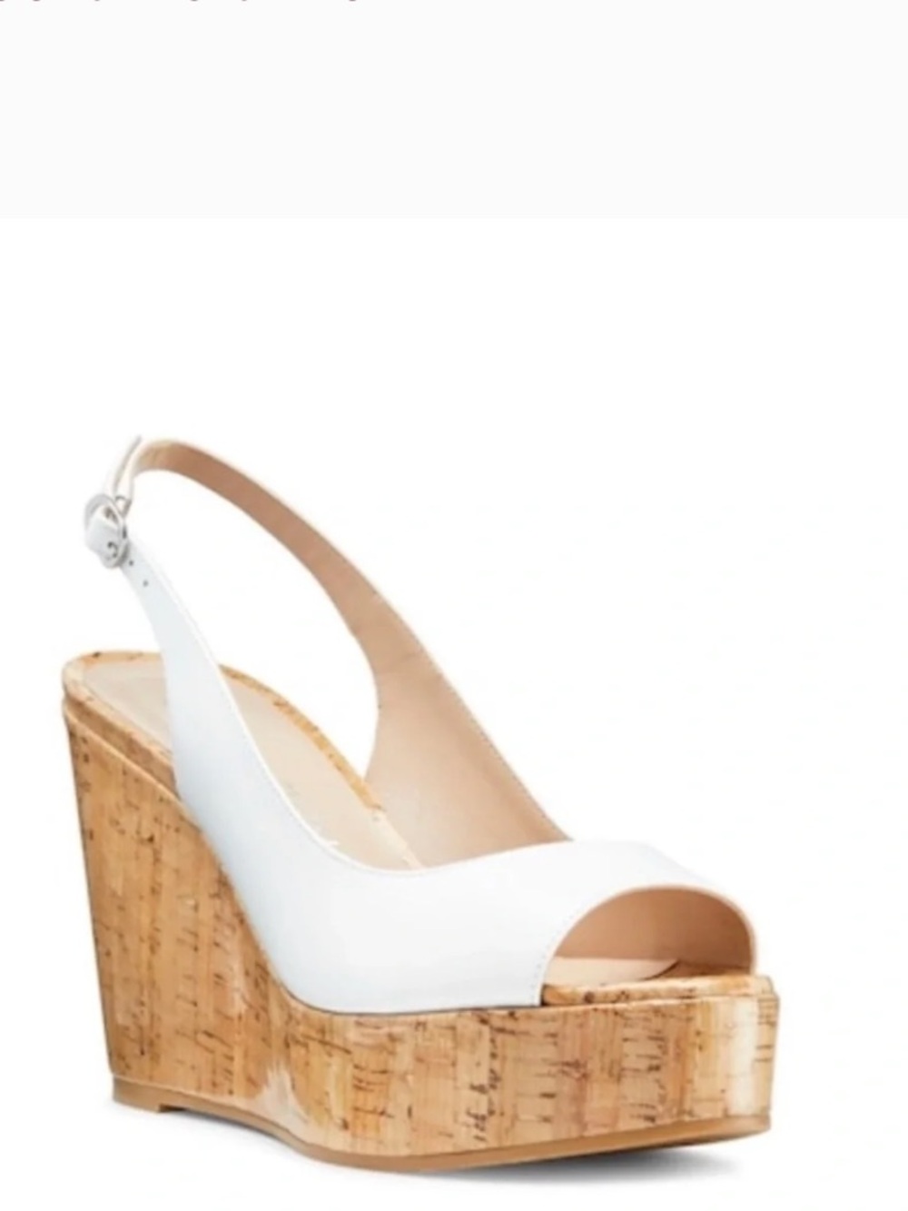 Stuart Weitzman White Cork Riviera Platform Slingback Wedges